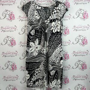 Jams World dress tropical boho abstract Monochrome Leaf Pattern Dress hippie